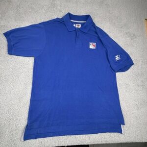 New York Rangers Shirt Mens Large Blue NHL‎ Hockey Polo Starter Short Sleeve